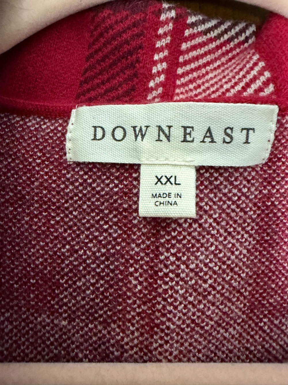 DownEast Red and White Plaid Long Cardigan xxl - Picture 3 of 5